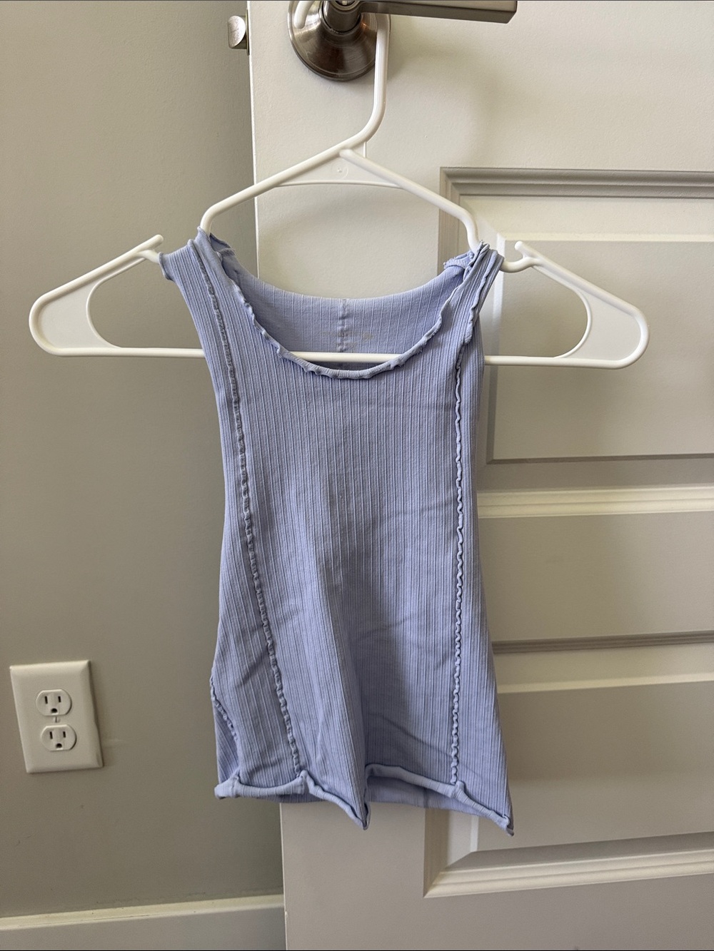 Free People Periwinkle Ribbed Lettuce-Edge Tank